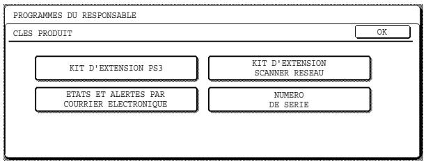 PROGRAMMES DU RESPONSABLE CLES PRODUIT OK KIT D'EXTENSION PS3 KIT D'EXTENSION SCANNER RESEAU ETATS ET ALERTES PAR COURRIER ELECTRONIQUE NUMERO DE SERIE