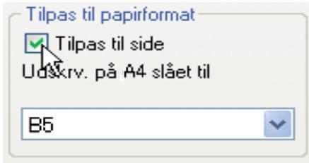 Tilpas til papirformat ✓ Tilpas til side Udskrv. på A4 slået til B5
