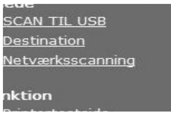 ede SCAN TIL USB Destination Netværksscanning nktion
