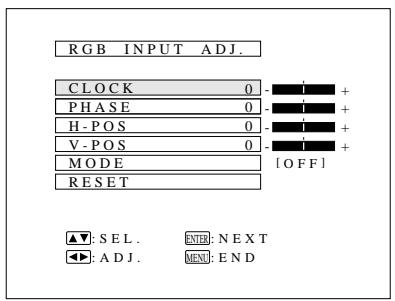 SHARP PG-D120U - RGB INPUT ADJUSTMENTS (CLOCK, PHASE, V-POS and H-POS) - 1