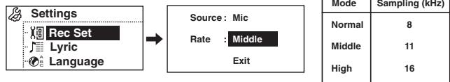SHARP WA-TR30 - Changing sound quality for microphone recording - 2