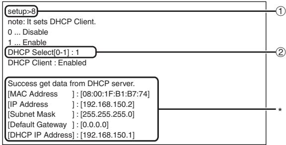 SHARP XG-C330X - Réglage du Client DHCP ([8]DHCP Client) - 1