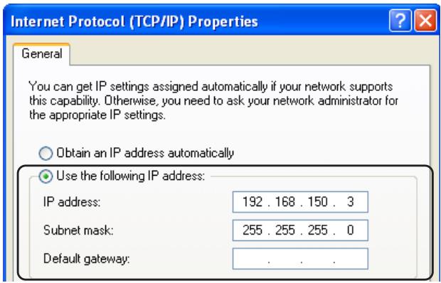 SHARP XG-C330X - Confirmez ou changez l'adresse IP sur l'ordinateur utilisé. - 1