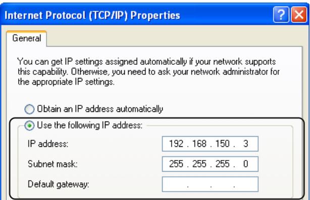 SHARP XG-C335X - Confirmez ou changez l'adresse IP sur l'ordinateur utilisé. - 1