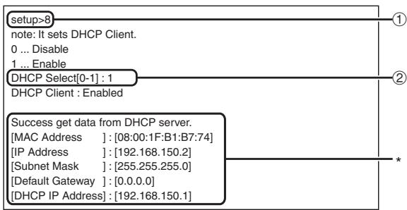 SHARP XG-C430X - Réglage du Client DHCP ([8]DHCP Client) - 1