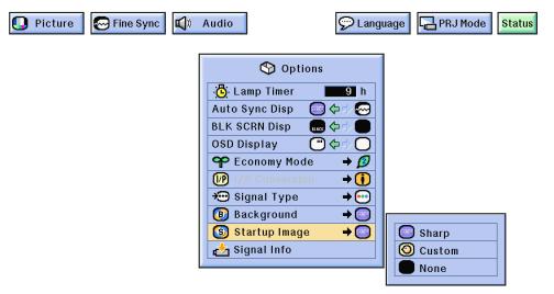SHARP XG-NV6XU - Selecting a Startup Image - 2