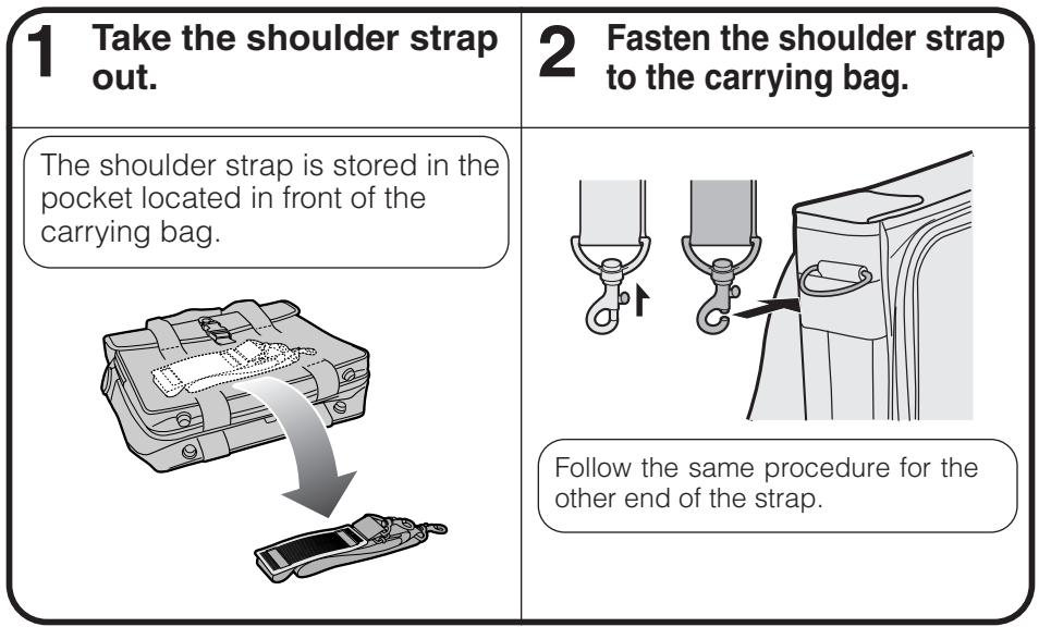 SHARP XG-NV7XU - Attaching the shoulder strap to the carrying bag - 1