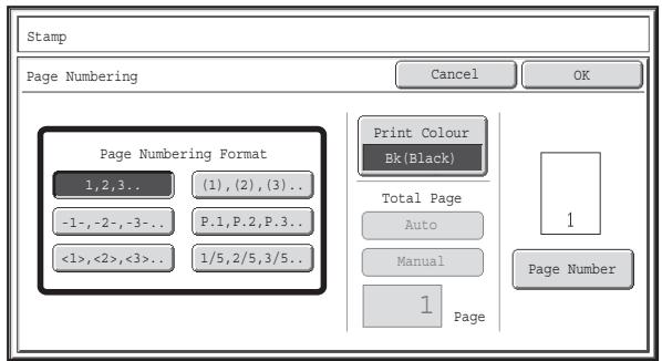 SHARP MX-2614N - Touch the [Page Numbering] Key in the stamp selection screen. See steps 1 to 4 of "GENERAL PROCEDURE FOR USING STAMP" (page 2-85). - 1