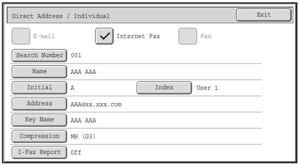 SHARP MX-2614N - Internet fax address registration screen - 1