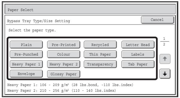 SHARP MX-2614N - Check the paper type setting for the bypass tray. If you need to change the setting, touch the paper type key. - 1
