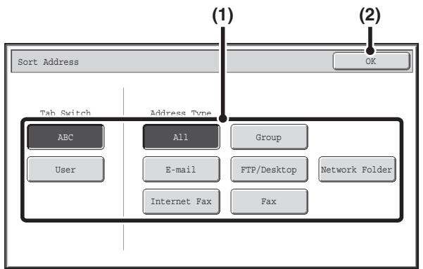 SHARP MX-2614N - CHANGING THE DISPLAY OF ONE-TOUCH KEYS IN THE ADDRESS BOOK SCREEN - 2