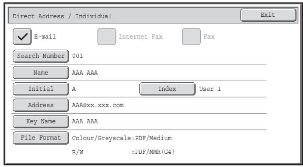 SHARP MX-2614N - E-mail address registration screen - 1