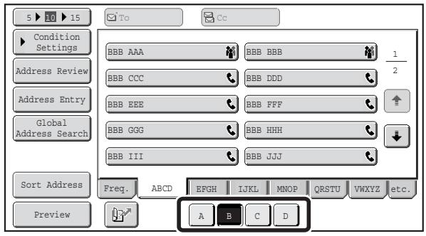 SHARP MX-2614N - Narrowing the search letter range - 1