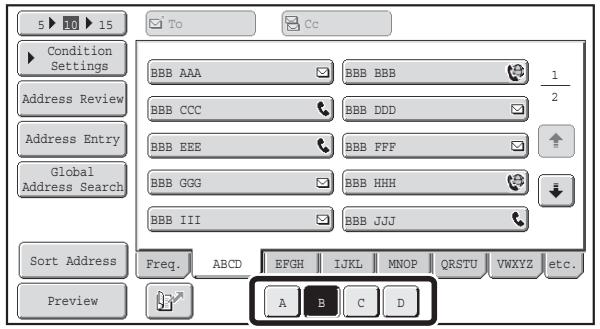 SHARP MX-2614N - Narrowing the search letter range - 1