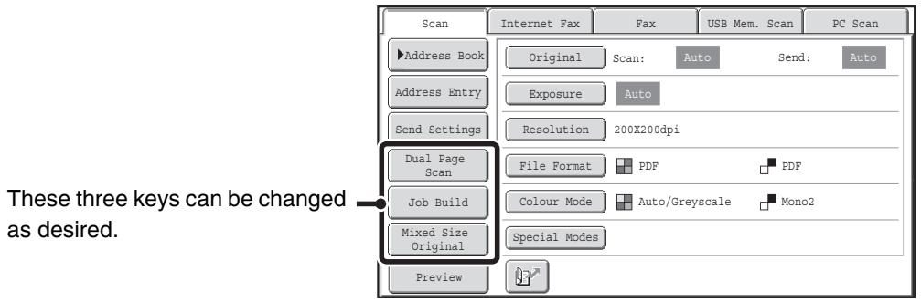 SHARP MX-2614N - Example: When "Dual Page Scan", "Job Build", and "Mixed Size Original" are assigned to the customized keys - 1