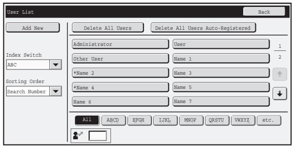 SHARP MX-2614N - User List - 1