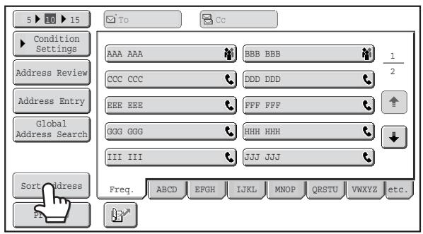 SHARP MX-2614N - CHANGING THE DISPLAY OF ONE-TOUCH KEYS IN THE ADDRESS BOOK SCREEN - 1