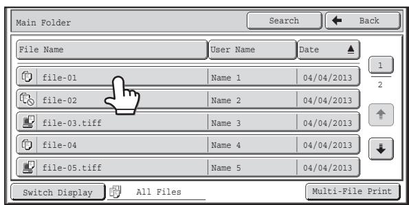 SHARP MX-2614N - Touch the key of the folder that contains the desired file. - 1