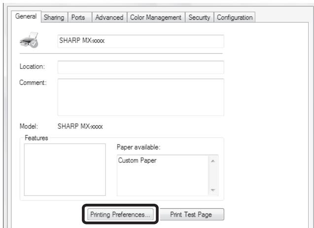 SHARP MX-2614N - Open the printer properties window. - 1