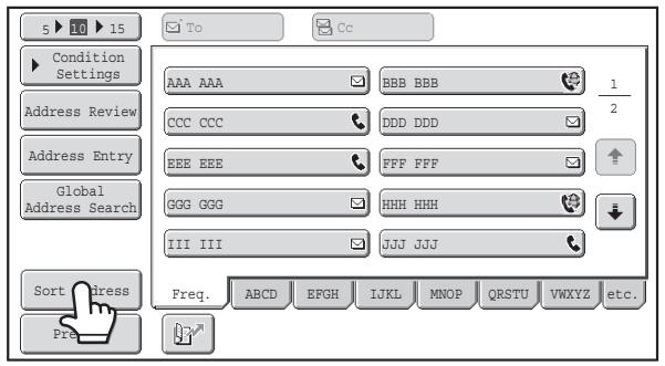 SHARP MX-2614N - CHANGING THE DISPLAY OF ONE-TOUCH KEYS IN THE ADDRESS BOOK SCREEN - 1