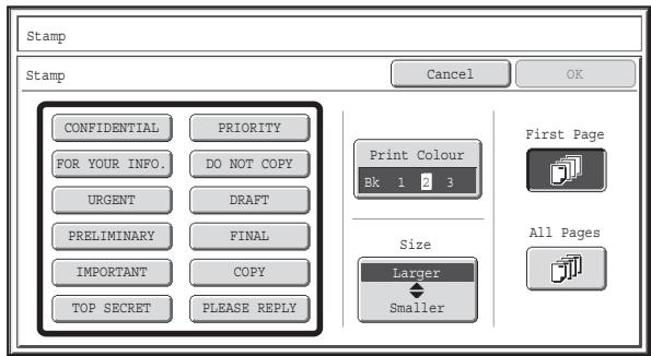 SHARP MX-2614N - Touch the [Stamp] Key in the stamp selection screen. - 1