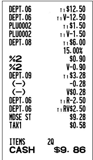 SHARP XE-A20S - Correction of the Last Entry (direct void) - 2
