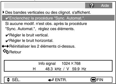 SHARP XG-F260X - Utiliser les fonctions du menu «aide - 2