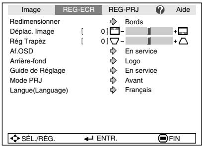 SHARP XG-F260X - Menu «réglage de l'écran (reg-ecr) - 1