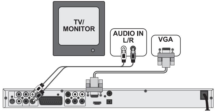 SILVERCREST KH 6519 - Connecting the DVD player via VGA: - 1