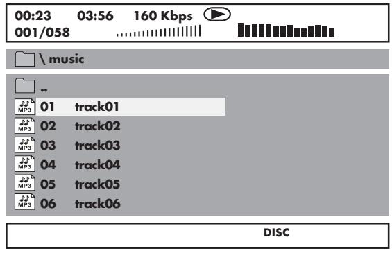 00:23 03:56 160 Kbps 001/058 ............\music .. MP3 01 track01 MP3 02 track02 MP3 03 track03 MP3 04 track04 MP3 05 track05 MP3 06 track06 DISC