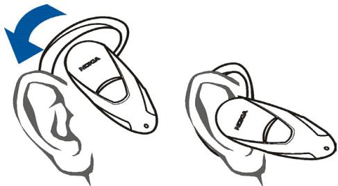 NOKIA WIRELESS HEADSET HDW-2 - Placing the headset on the ear - 1