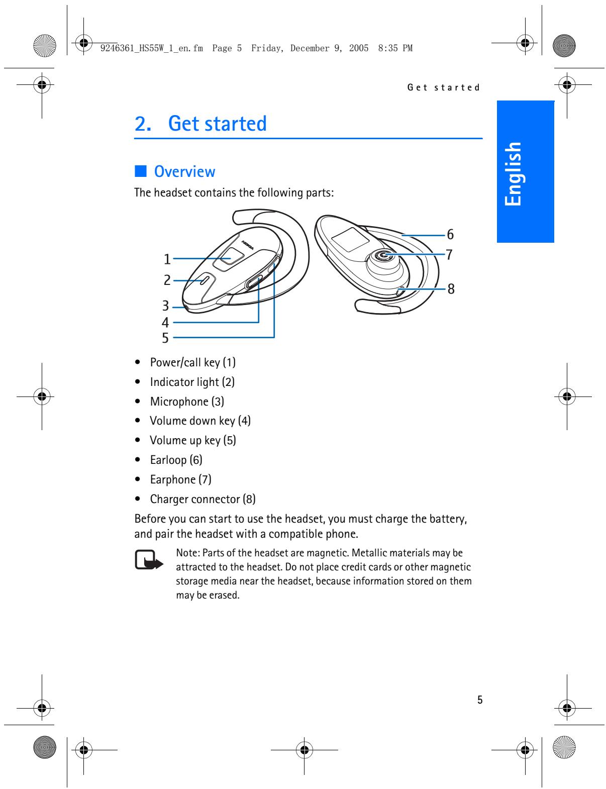 NOKIA WIRELESS HEADSET HS-55W - Bluetooth wireless technology - 4