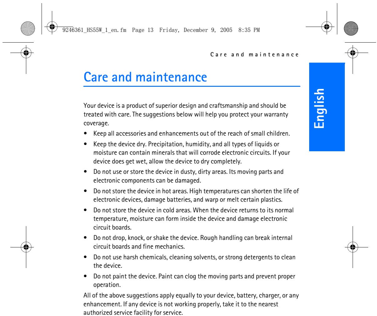 NOKIA WIRELESS HEADSET HS-55W - Battery information - 2