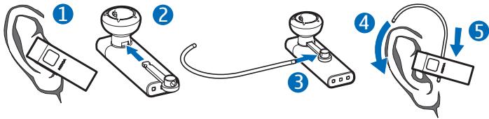 NOKIA BLUETOOTH HEADSET BH-804 - Place the headset on the ear - 1