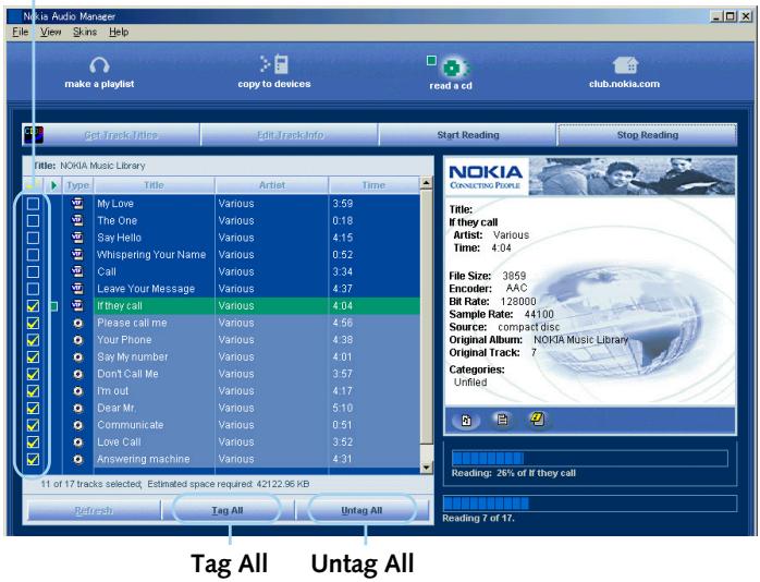 NOKIA MUSIC PLAYER - Deselect a track - 1
