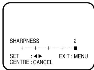 SHARPNESS 2 +---+---+---+---■ SET : ◀► EXIT : MENU CENTRE : CANCEL
