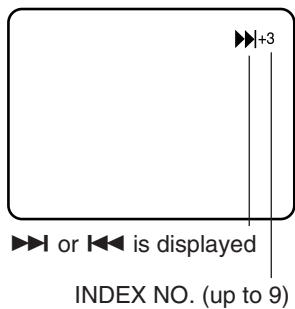 ▶+3 ▶ or ◀◀ is displayed INDEX NO. (up to 9)