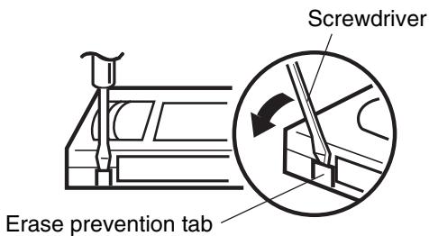 Erase prevention tab Screwdriver