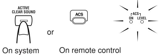 JVC RV-NB10B - Press ACS (active clear sound) on the system or on the remote control to turn it on or off. - 1