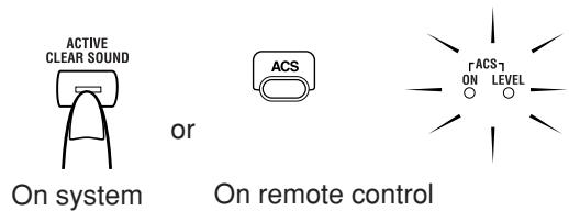 JVC RV-NB10W - Press ACS (active clear sound) on the system or on the remote control to turn it on or off. - 1