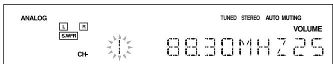 JVC RX-5042S - Press FM/AM PRESET  or  to select a channel number while the channel number position is flashing. - 1