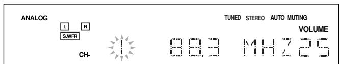 JVC RX-5050B - Press FM/AM PRESET ▲ or ▼ to select a channel number while the channel number position is flashing. - 1