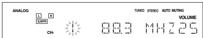 JVC RX-6042S - Press FM/AM PRESET ▲ or ▼ to select a channel number while the channel number position is flashing. - 1