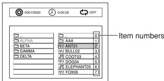 JVC TH-A25 - Press the number buttons to select a file/folder number (item number) you want, then press ENTER. - 1