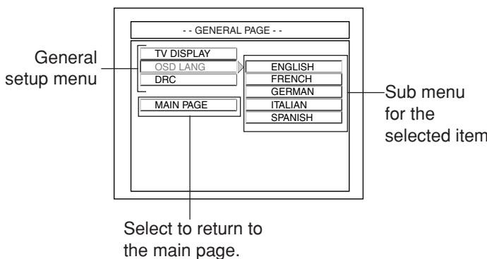 JVC TH-A25 - Press (or ) to select (highlight) "GENERAL SETUP," then press ENTER. - 1