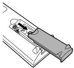 JVC TH-A5 - On the back of the remote control, remove the battery cover. - 1