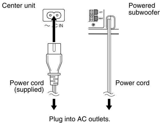 JVC TH-S8 - Connecting the power cord - 1