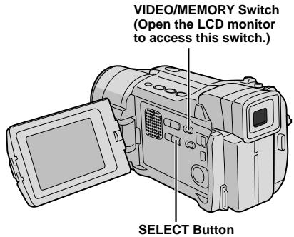 VIDEO/MEMORY Switch (Open the LCD monitor to access this switch.) SELECT Button