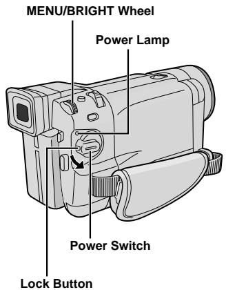 MENU/BRIGHT Wheel Power Lamp Power Switch Lock Button