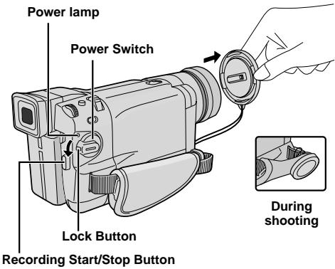 Power lamp Power Switch Lock Button Recording Start/Stop Button During shooting